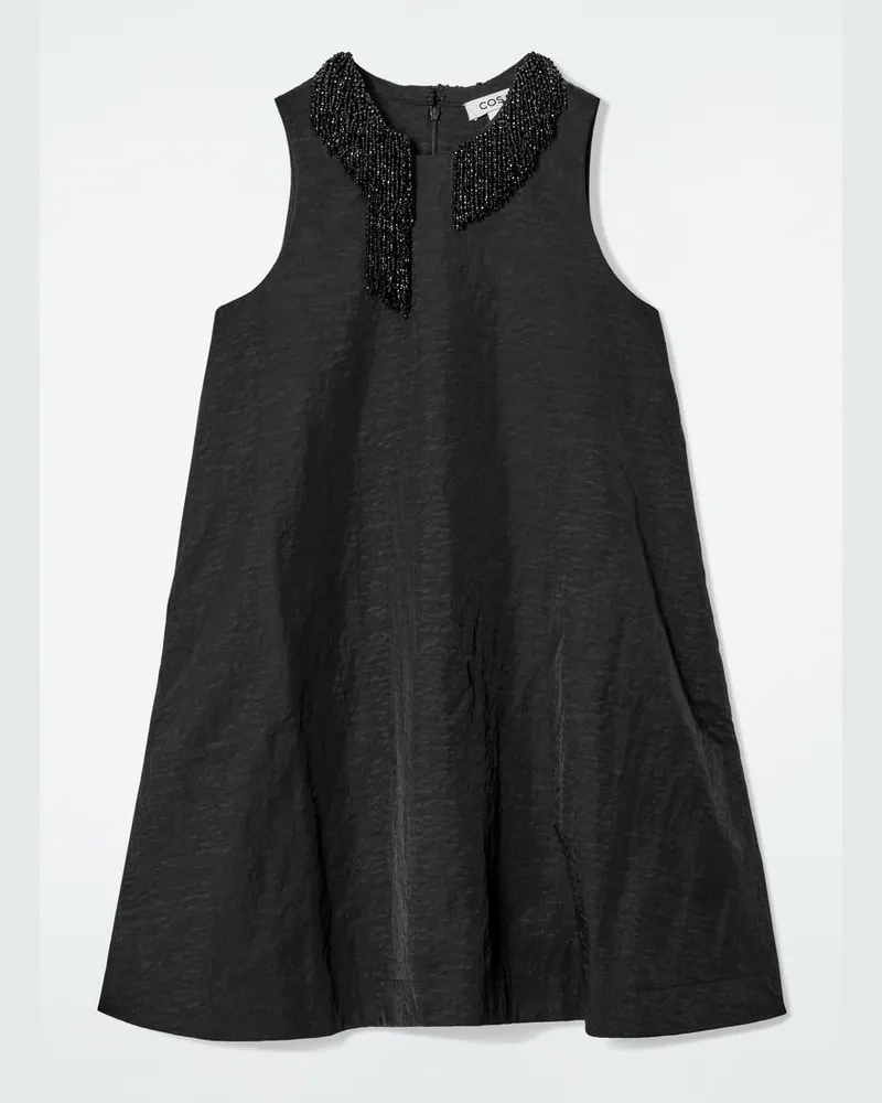 COS Verziertes Kleid Mit Racer-Ausschnitt Schwarz