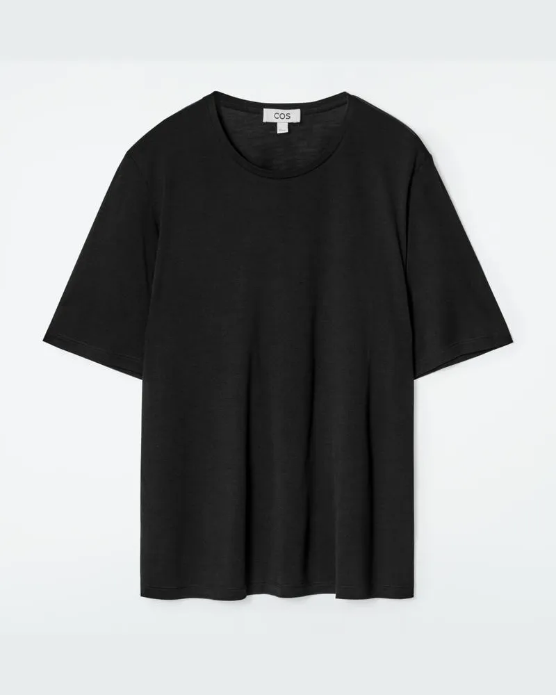 COS T-Shirt Aus Seide Schwarz