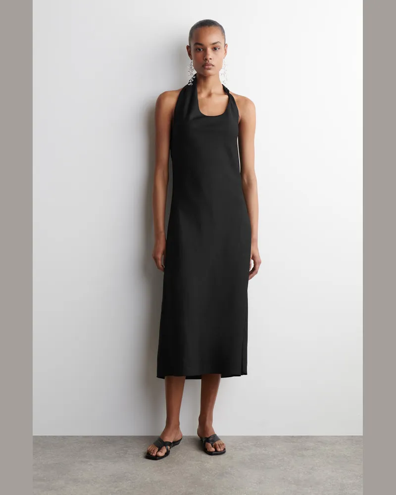 COS Neckholder-Kleid Aus Leinen-Mix Schwarz