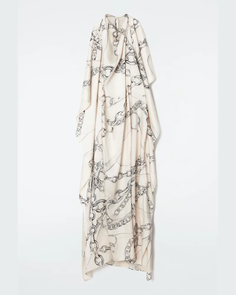 COS Asymmetrisches Midikleid Mit Ketten-Print Weiß