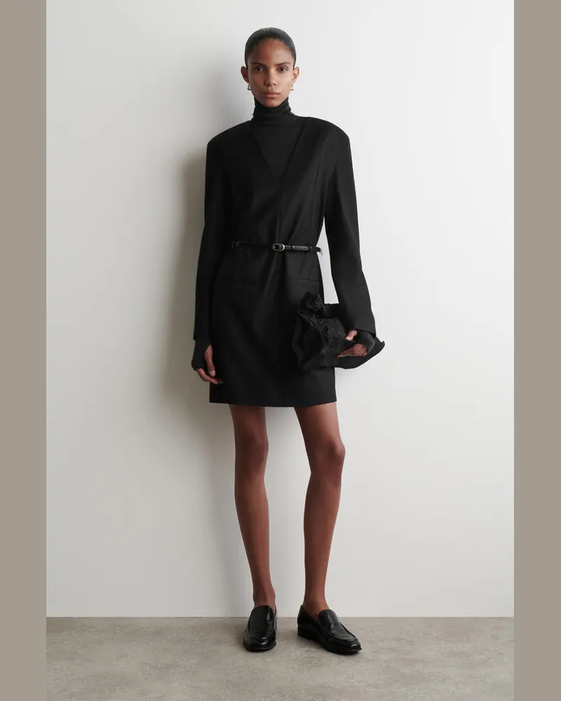 COS Smokingkleid Aus Wollflanell Schwarz
