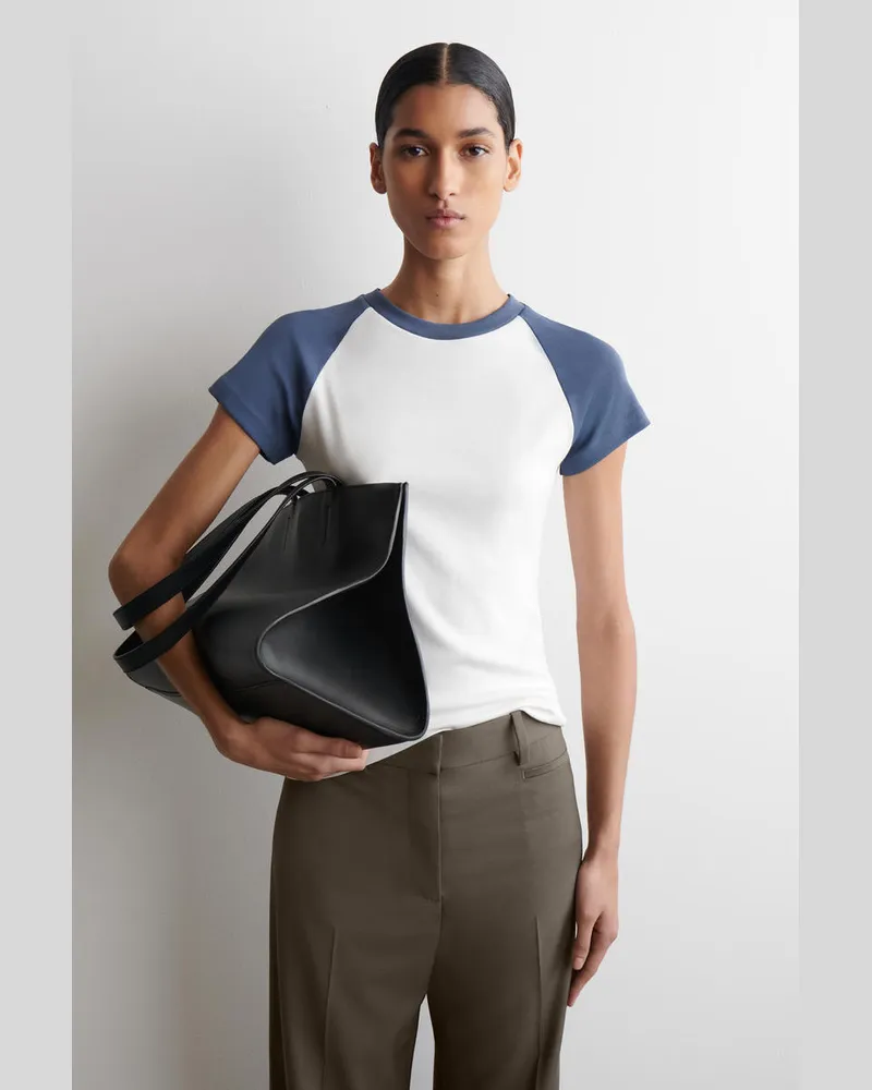 COS Schmal Geschnittenes T-Shirt Aus Baumwolle Blau