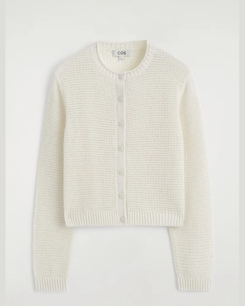 COS Strukturierte Strickjacke Aus Baumwoll-Mix Weiß