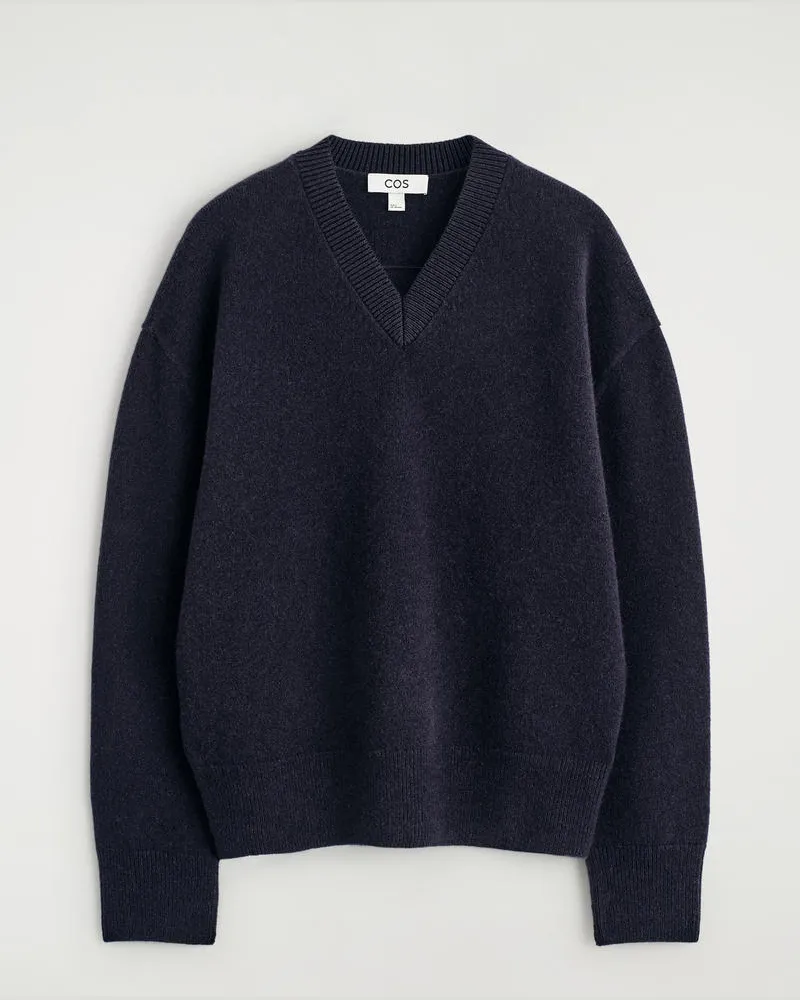 COS Wollpullover Mit V-Ausschnitt Blau