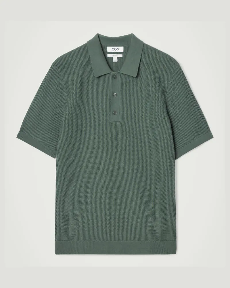 COS Strukturiertes Poloshirt Aus Strick Grün