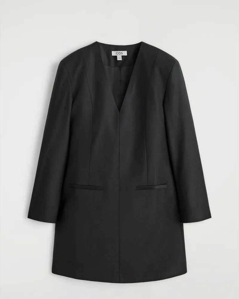 COS Smokingkleid Aus Wollflanell Schwarz