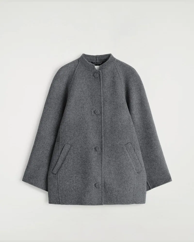 COS Abgerundete Jacke Aus Doubleface-Wolle Grau