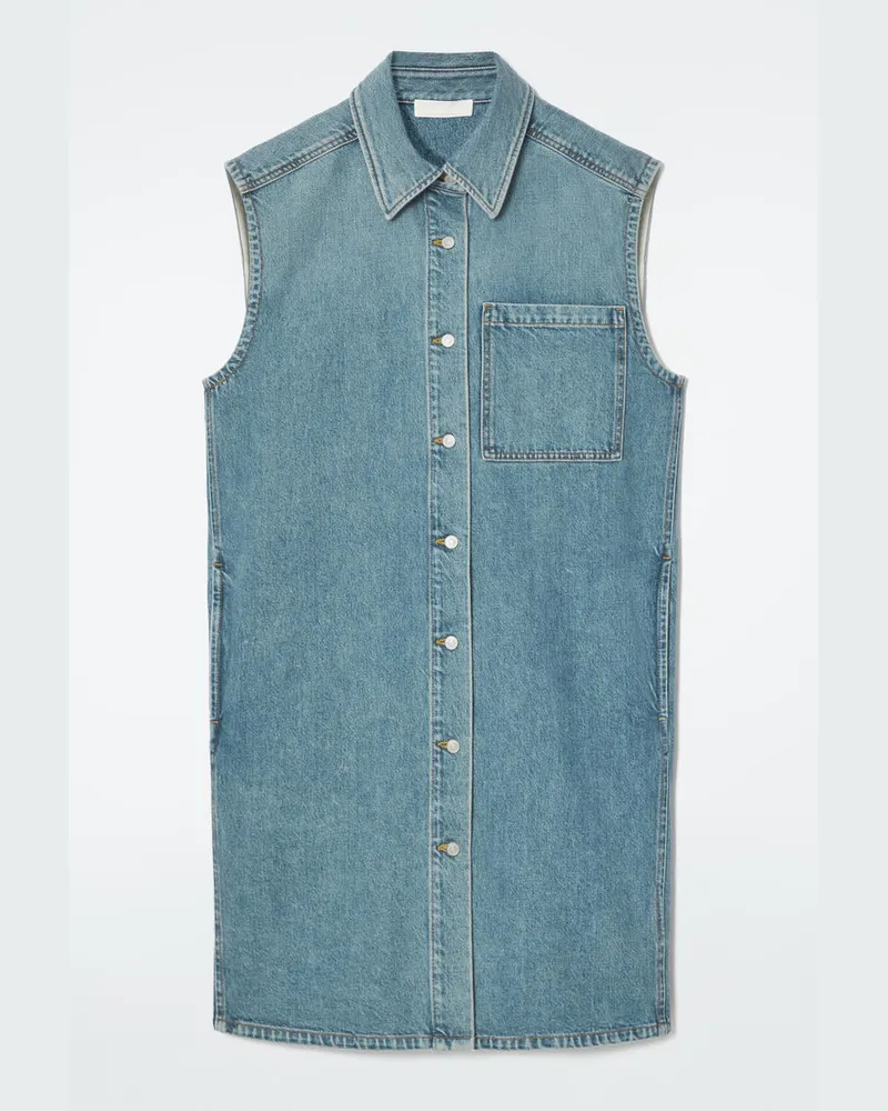 COS Ärmelloses Mini-Hemdkleid Aus Denim Blau