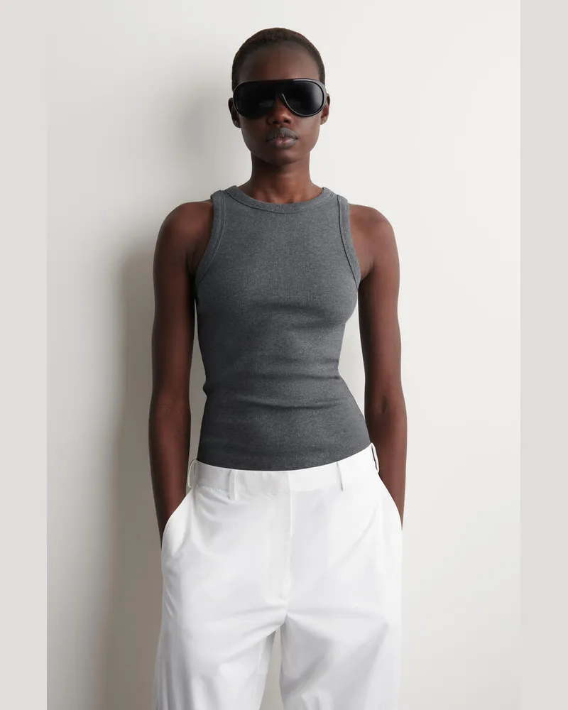 COS Geripptes Tanktop Aus Baumwolle Grau