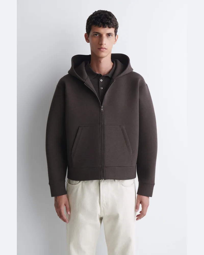 COS Oversized-Kapuzenjacke Aus Scuba-Jersey Braun
