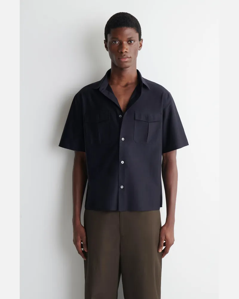 COS Gestreiftes Hemd Aus Baumwoll-Jacquard Blau