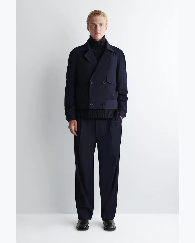 COS Hose Aus Woll-Mix Mit Geradem Bein Und Falten Blau