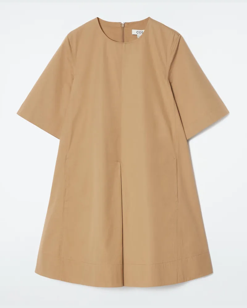 COS Minikleid Aus Baumwolle Mit Falten Beige
