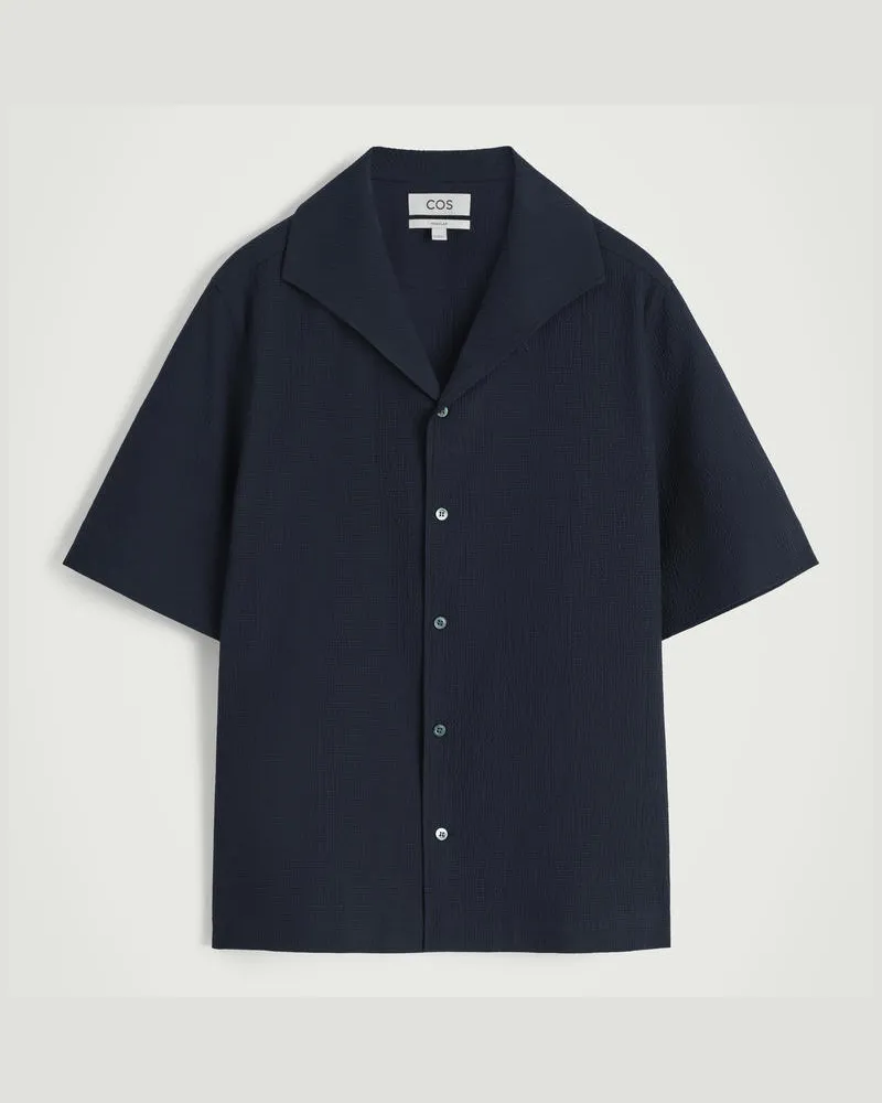 COS Hemd Aus Seersucker Mit Reverskragen Blau