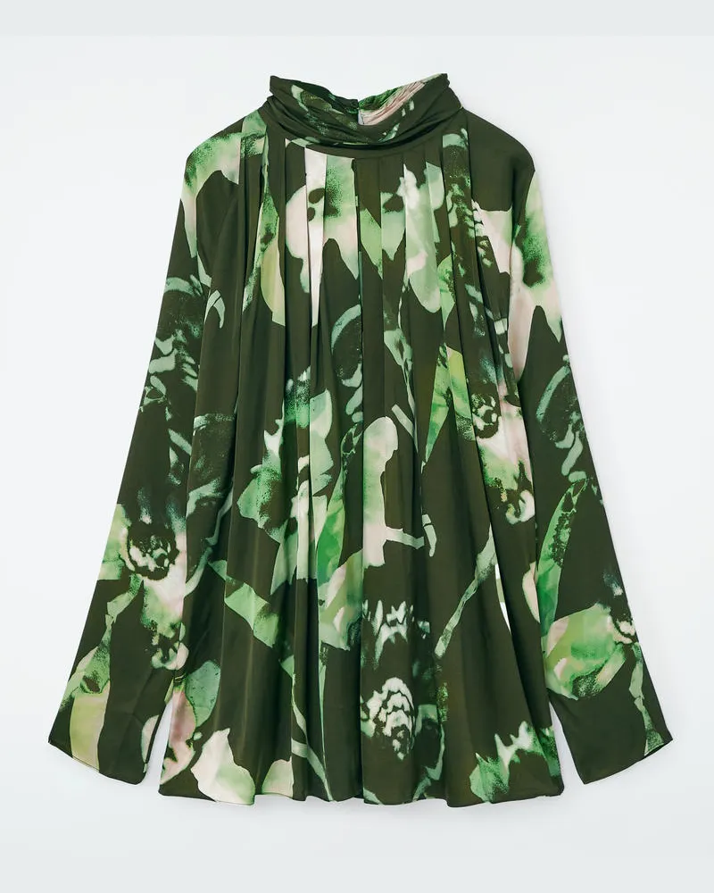 COS Bluse Mit Falten Und Fledermausärmeln Grün