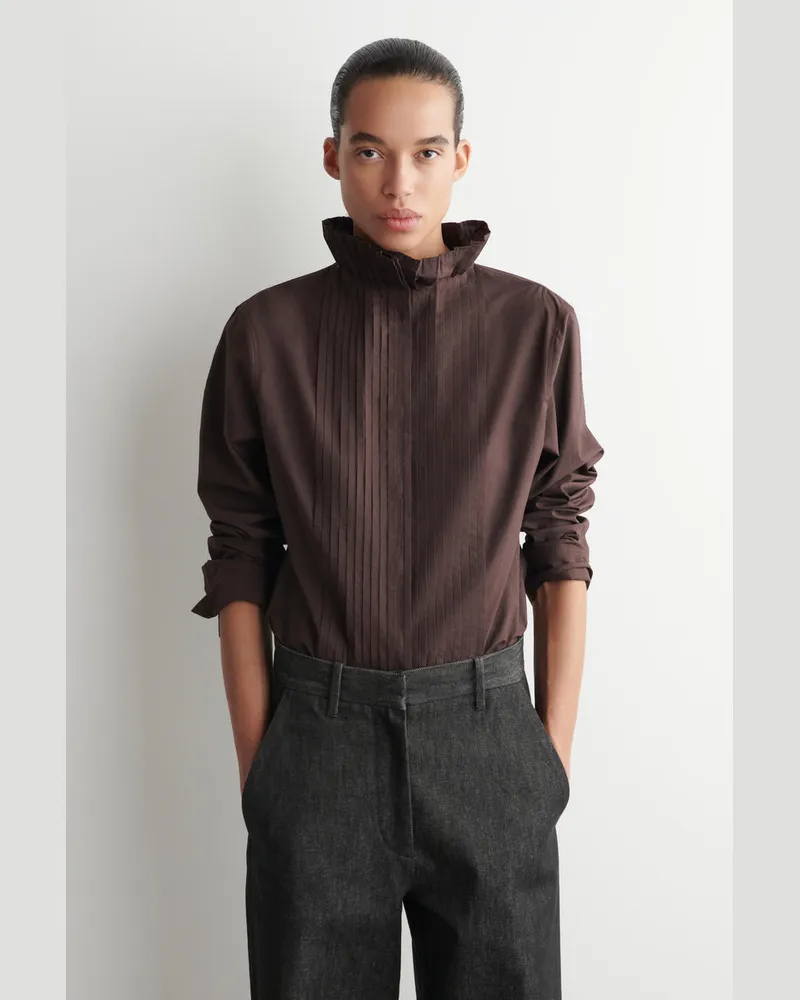 COS Baumwollbluse Mit Biesen Braun