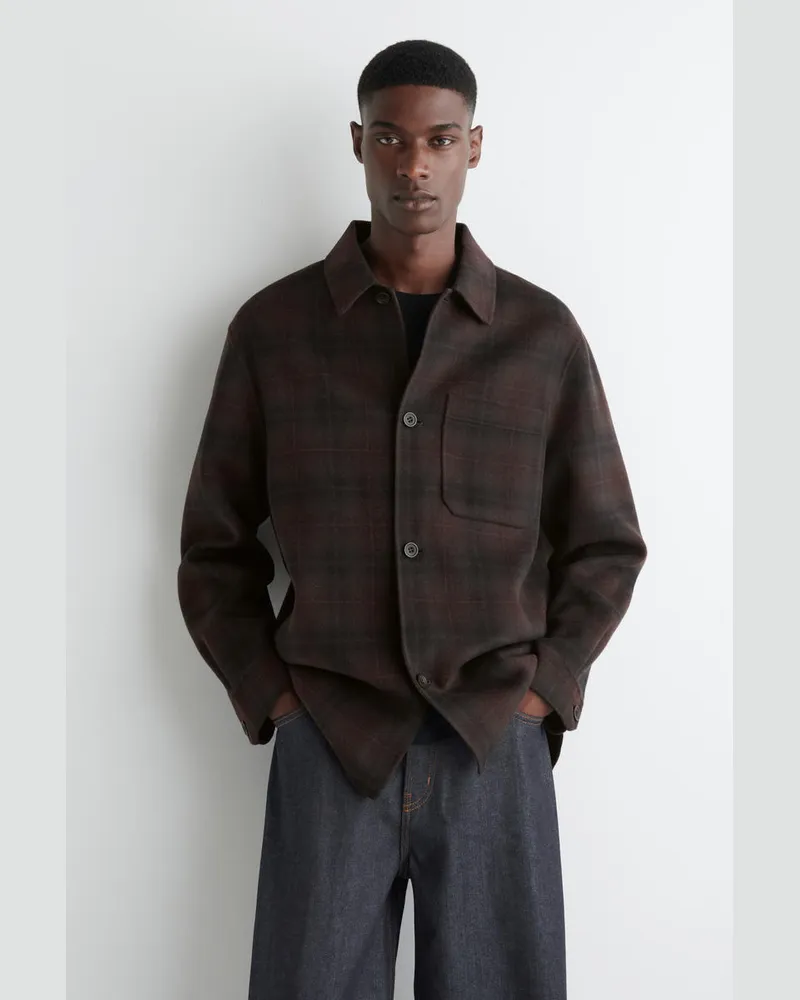 COS Doubleface-Hemdjacke Aus Wolle Rot