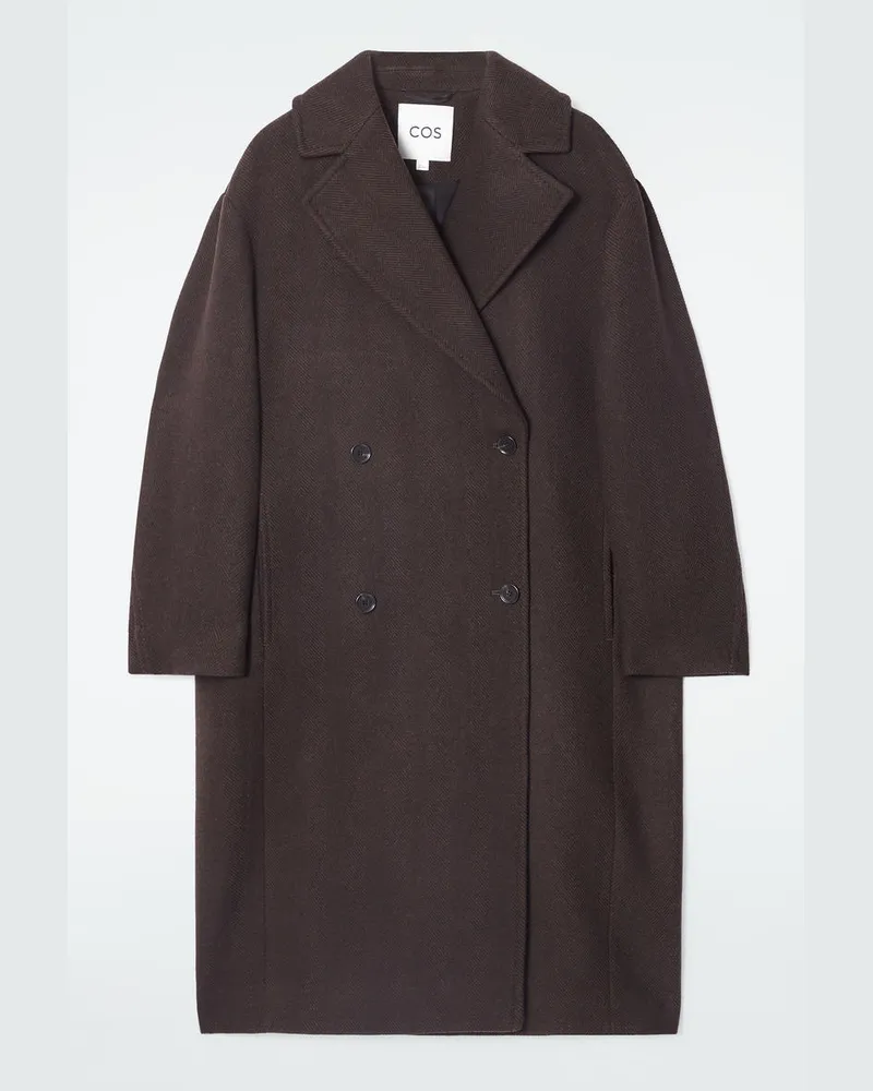 COS Doppelreihiger Wollmantel Mit Fischgrätmuster Braun