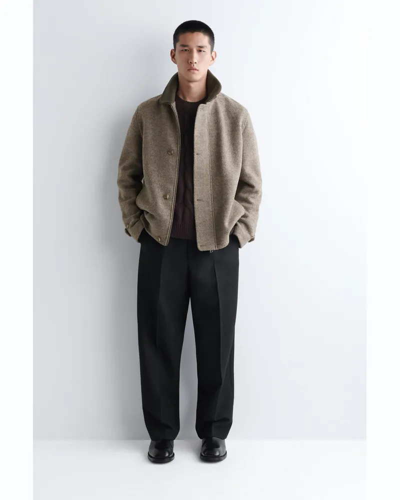 COS Jacke Aus Kochwolle Mit Geripptem Kragen Beige