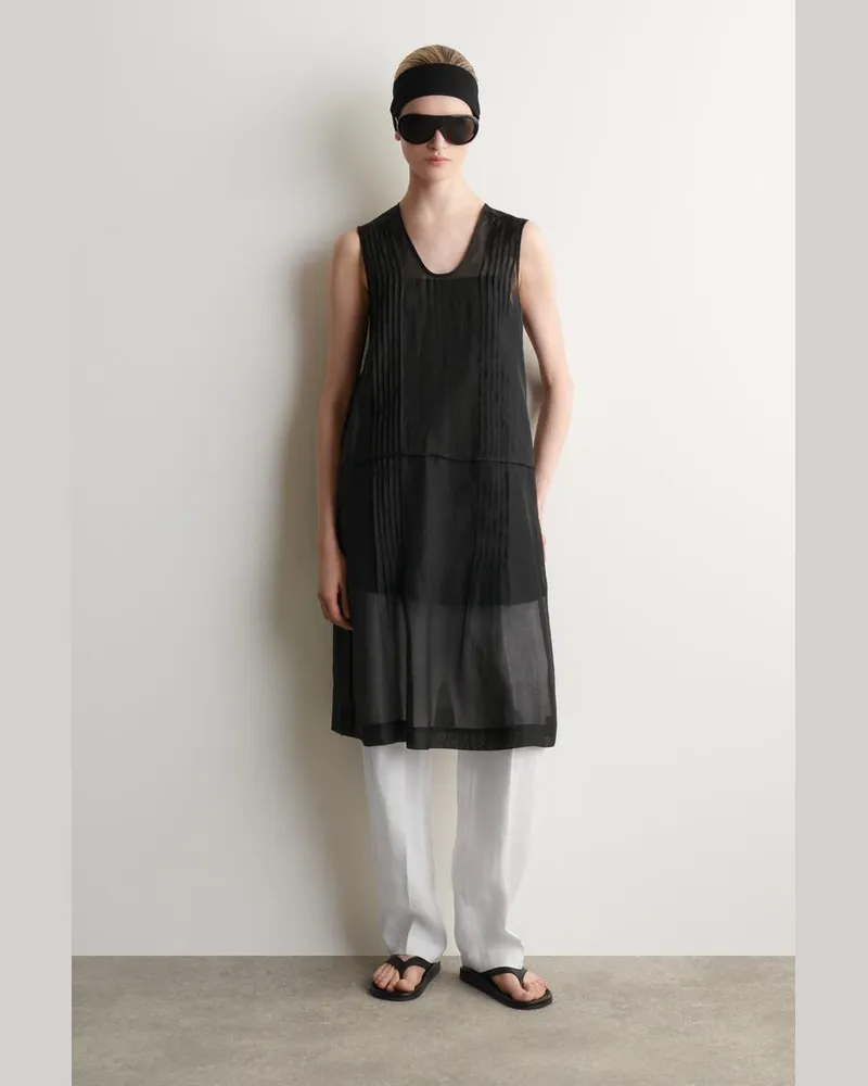 COS Durchscheinendes Kleid Mit Biesen Schwarz