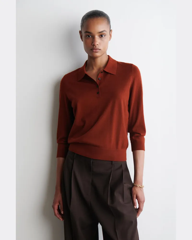 COS Polopullover Aus Merinowolle Rot