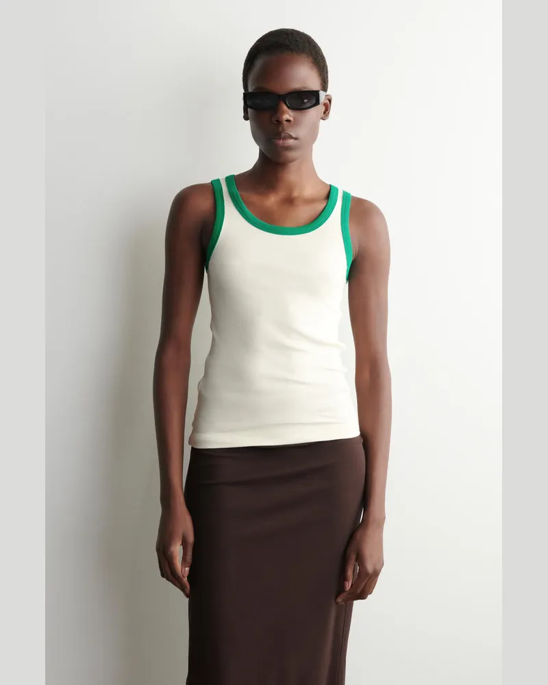 COS Geripptes Tanktop Aus Baumwolle Weiß