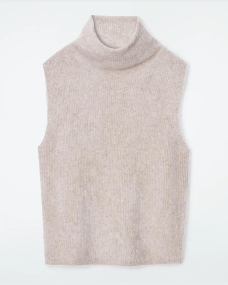 COS Der Stehkragen-Pullunder Aus Gebürstetem Kaschmir Beige