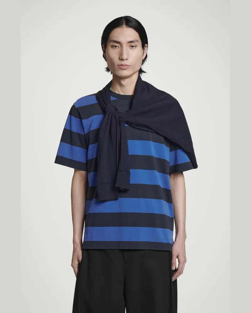 COS Lockeres Gestreiftes T-Shirt Aus Baumwolle Blau