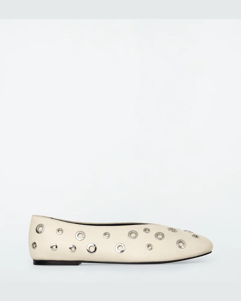 COS Flache Ballerinas Aus Leder Mit Ösen Weiß