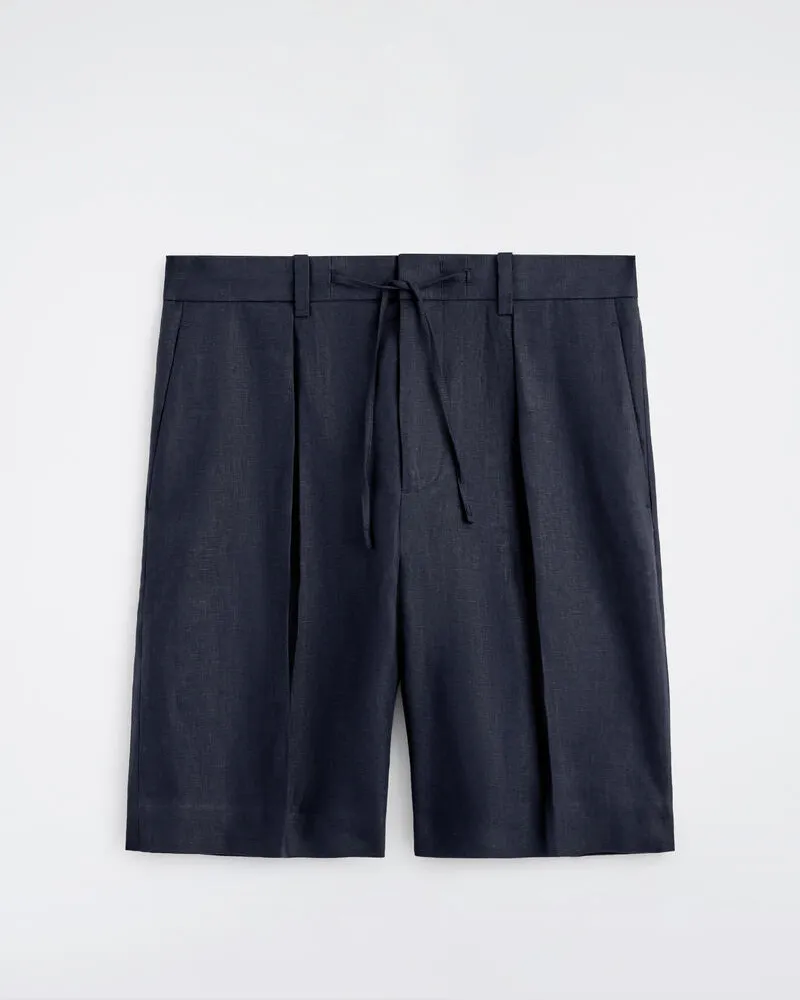 COS Leinenshorts Mit Kordelzugbund Und Falten Blau