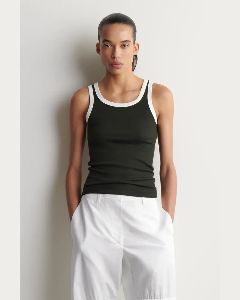 COS Geripptes Tanktop Aus Baumwolle Schwarz