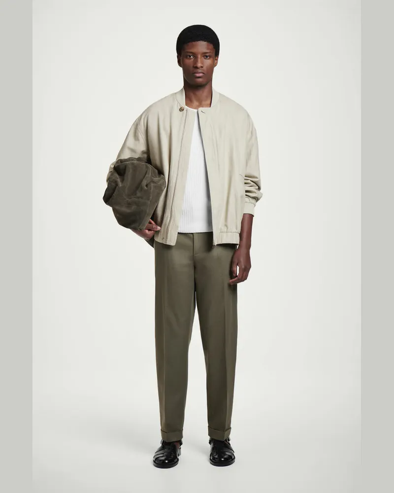 COS Schmal Zulaufende Twillhose Mit Umschlag Grün