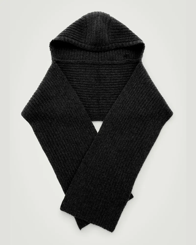 COS Gerippter Schal Aus Kaschmir-Mix Mit Kapuze Schwarz