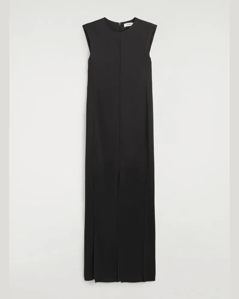COS Column Dress Aus Mattem Satin Mit Einsätzen Schwarz