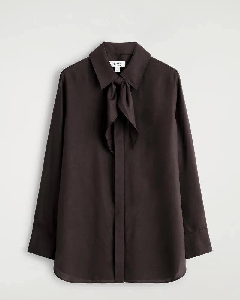 COS Seidenhemd Mit Schaldetail Braun