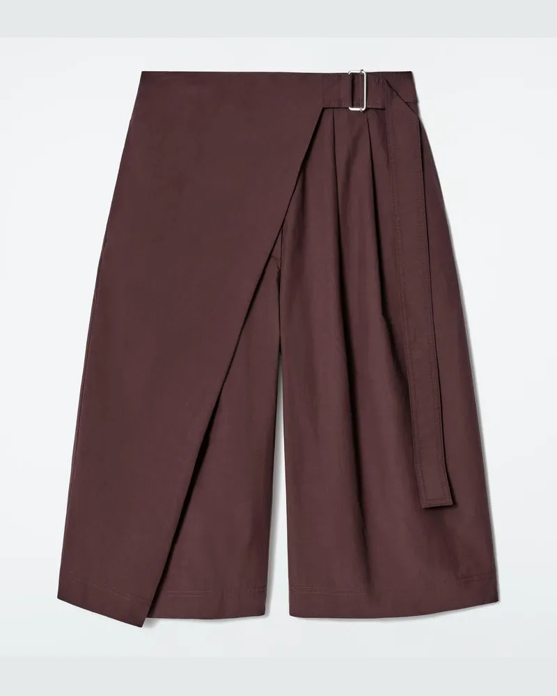 COS Shorts Aus Baumwolle Mit Gürtel Und Wickelfront Rot