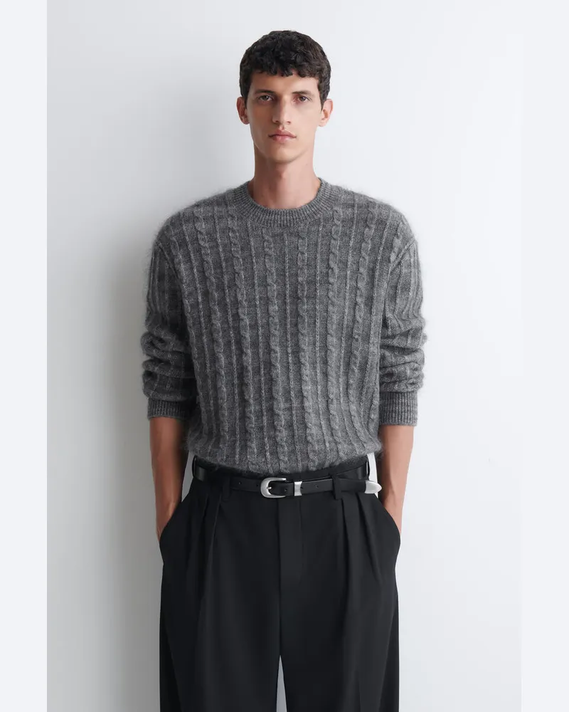 COS Pullover Mit Zopfmuster Grau
