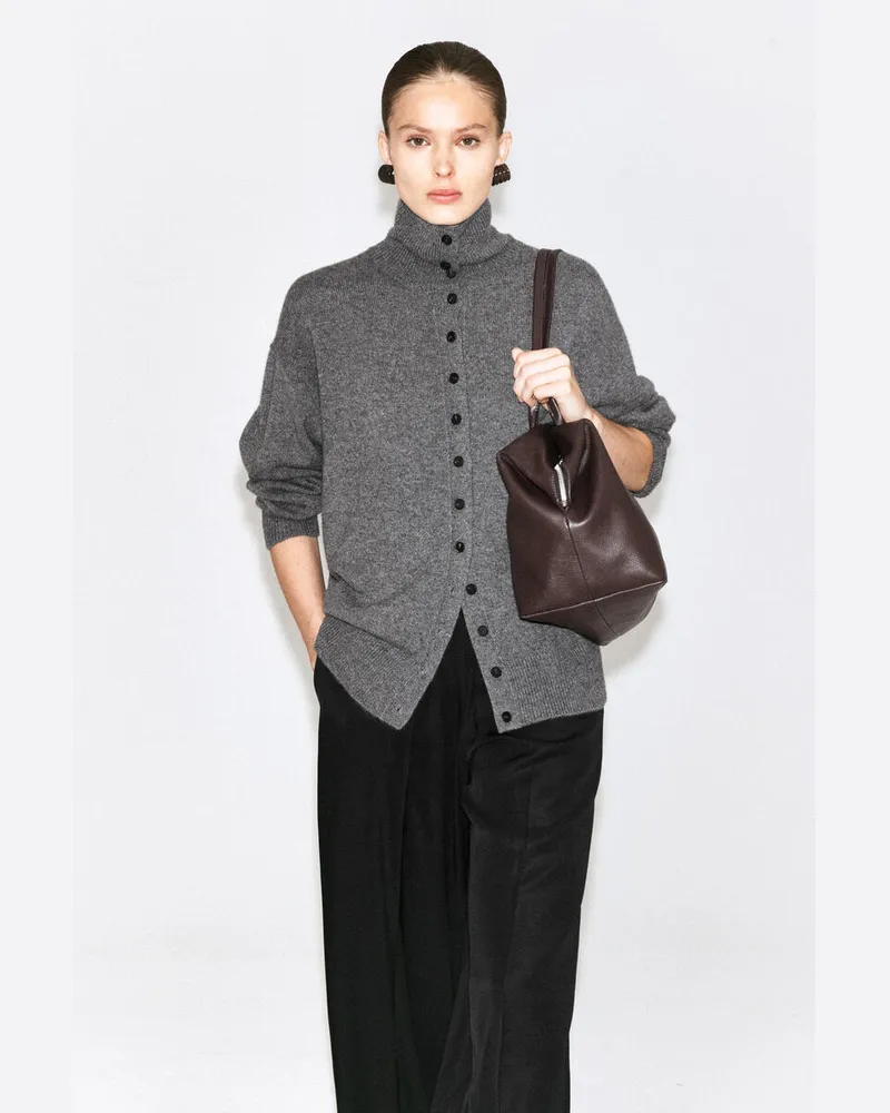 COS Strickjacke Aus Kaschmir Mit Stehkragen Grau