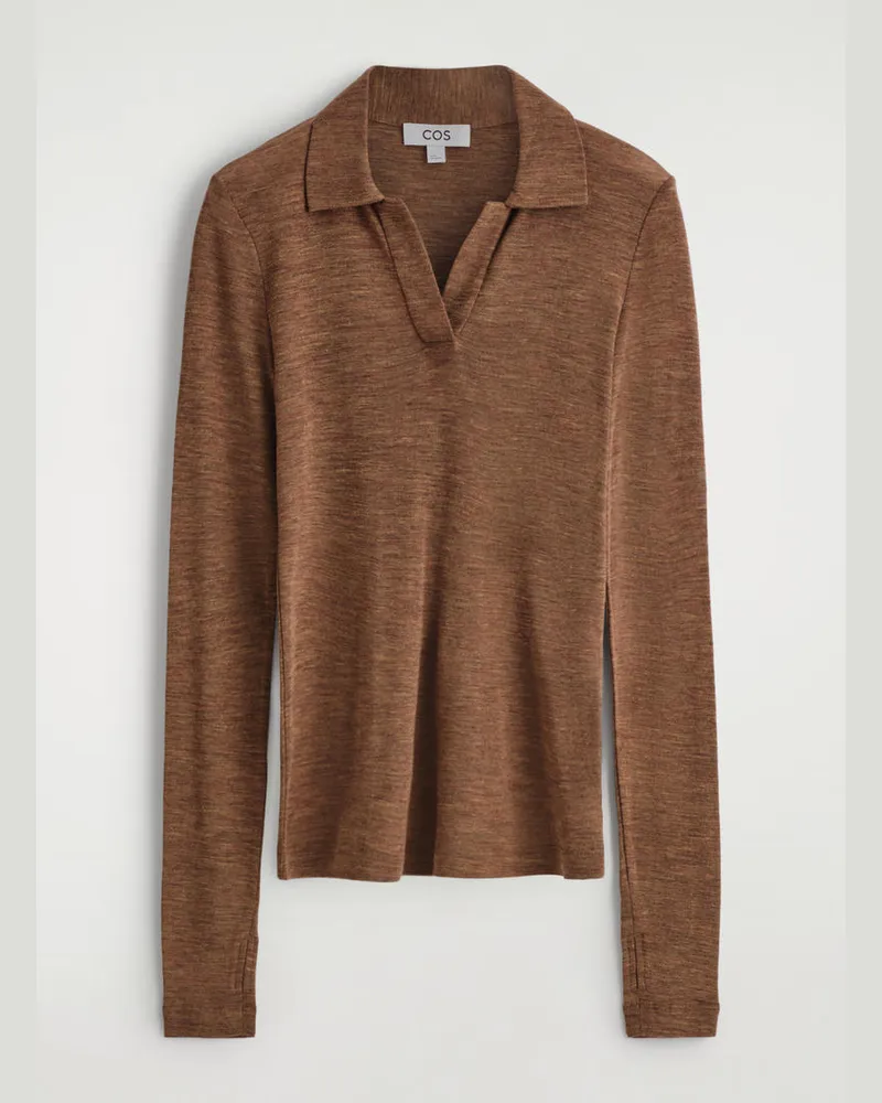 COS Poloshirt Aus Merinowolle Braun
