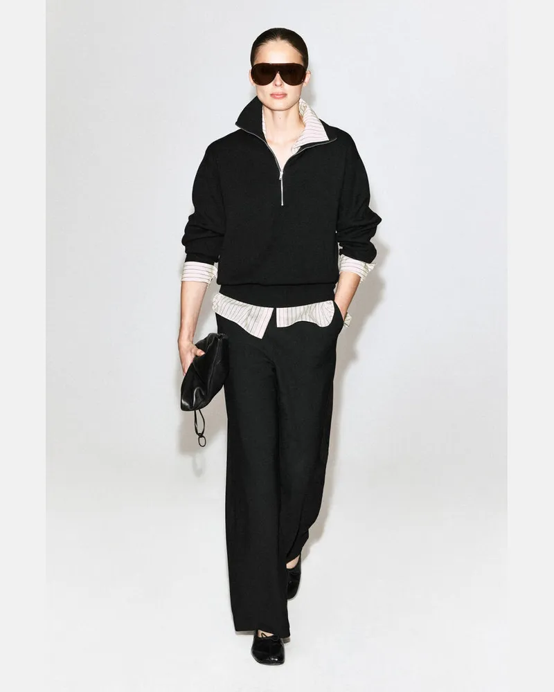 COS Hose Aus Crêpe-Jersey Mit Weitem Bein Schwarz