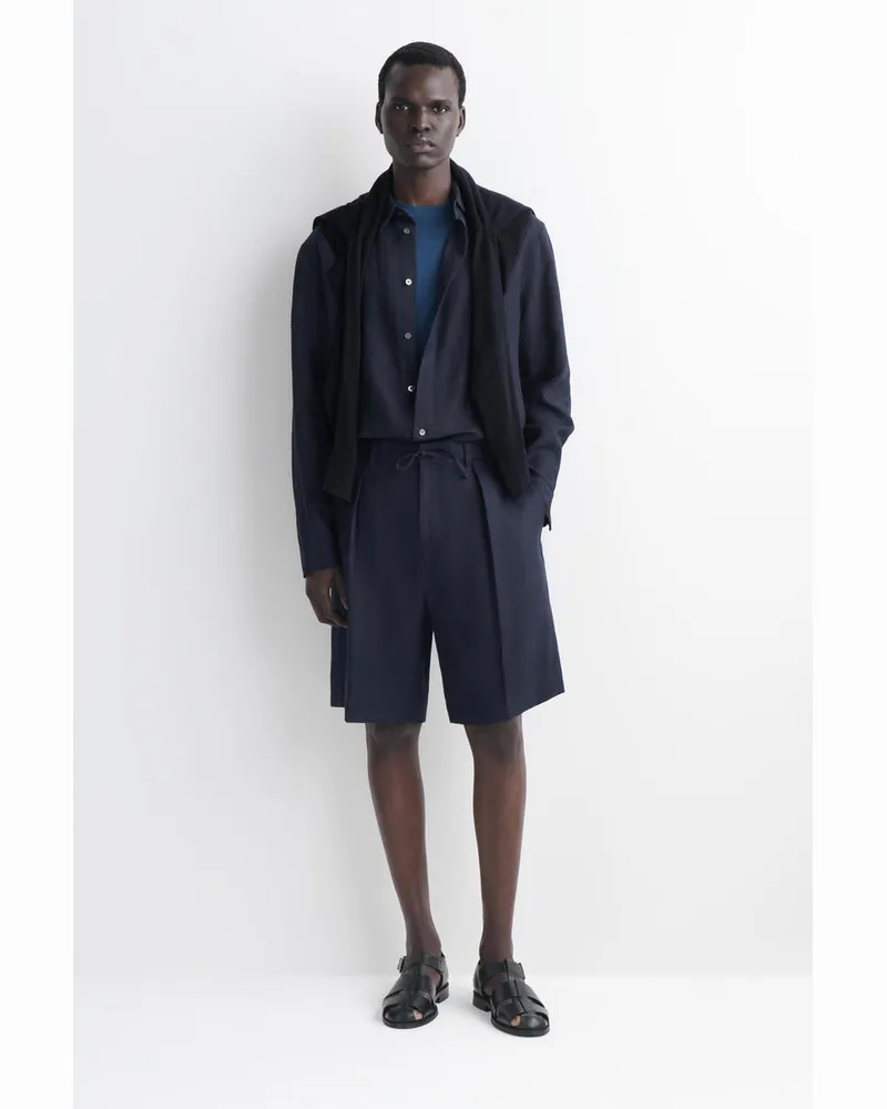 COS Leinenshorts Mit Kordelzugbund Und Falten Blau