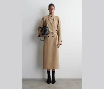 Trenchcoat Aus Woll-Twill In Wickeloptik