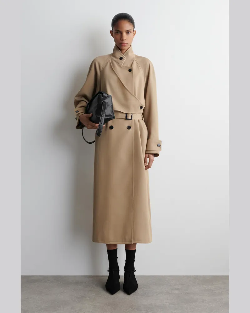 COS Trenchcoat Aus Woll-Twill In Wickeloptik Beige