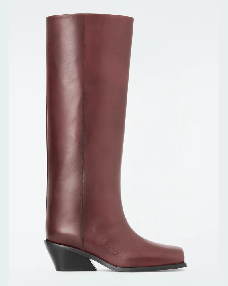 COS Lederstiefel Mit Karreeförmiger Zehenpartie Rot