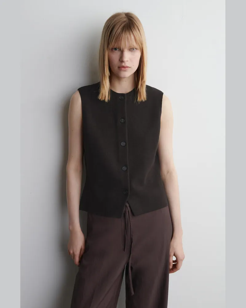 COS Gestrickte Weste Aus Baumwolle Braun