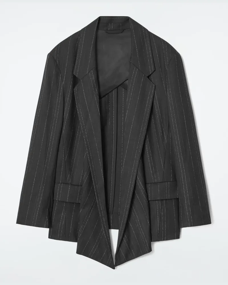 COS Drapierter Blazer Mit Nadelstreifen Schwarz