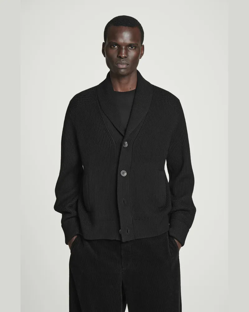 COS Strickjacke Aus Merinowolle Mit Schalkragen Schwarz