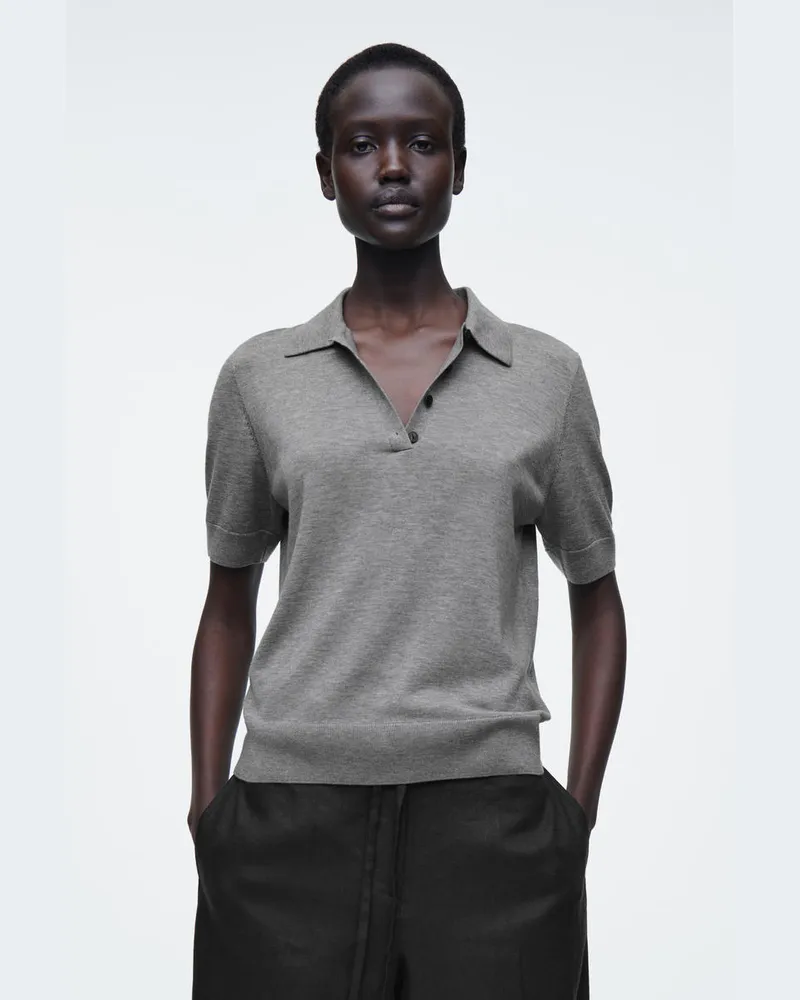 COS Poloshirt Aus Merinowoll-Mix Grau
