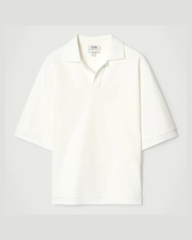 COS Poloshirt Aus Jersey Mit Offenem Kragen Weiß
