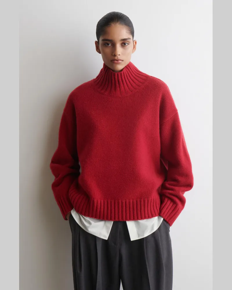 COS Kaschmirpullover Mit Stehkragen Rot